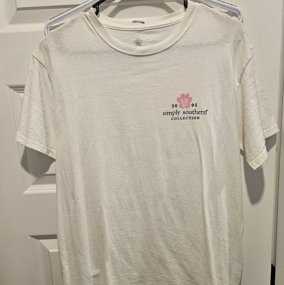 Simply Southern White Tee with Pink Detail
